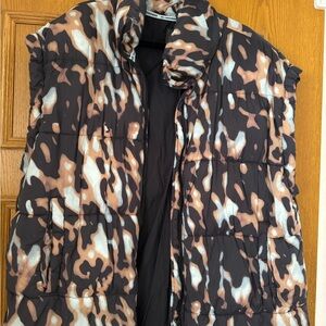 FP Movement by Free People Black, Brown & Cream Sleeveless Puffer Vest